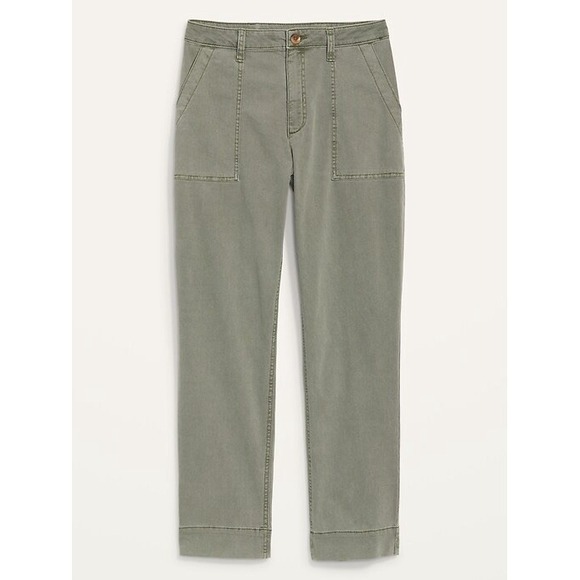 Old Navy Pants - Old Navy High Waisted Straight Canvas Workwear Khaki Pants Green Womens 8